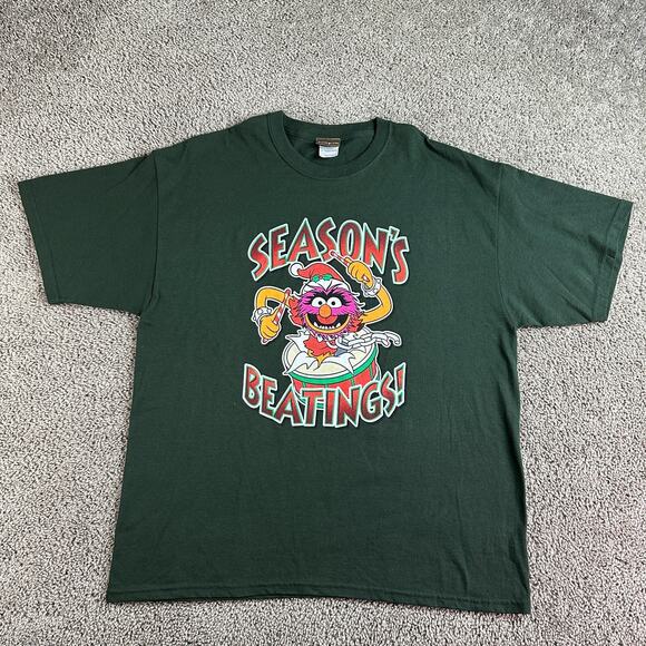 The Muppets Animal Shirt Mens XL Green Red Seasons Beatings Short Sleeve - Picture 1 of 9